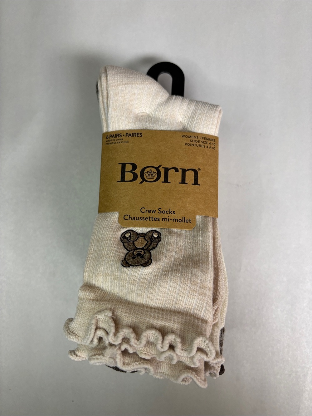 New Born Socks Women’s 6 Pair Tan Brown Bear Crew Sock Casual Activewear